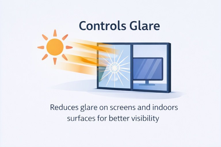 Controls glare — reduces glare on screens and surfaces for better visibility