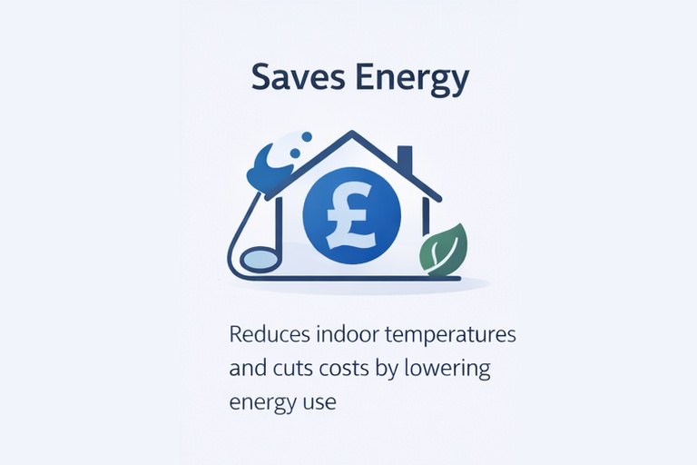 Saves energy — reduces indoor temperatures and cuts costs by lowering energy use