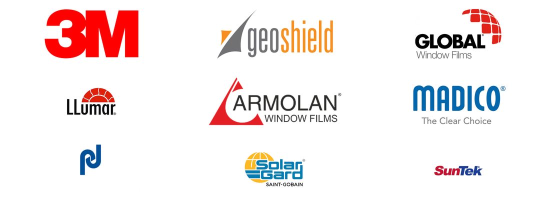 Window film manufacturer brands installed by Southpoint including 3M, LLumar, SunTek and Solar Gard